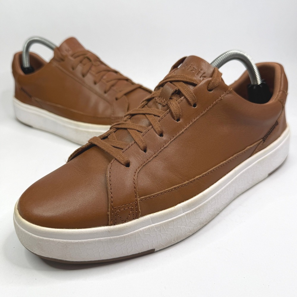 Kizik Vegas Sneakers Mens 9.5 Wide Brown Leather Hands-Free Slip On Shoes